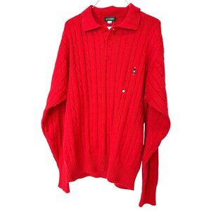 Giordano Vintage Cable Knit Sweater L Red Golf NEW Preppy Mens